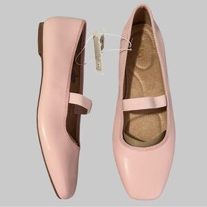 NWT! Mary Jane Square-Toe Ballet Flats OLD NAVY IN BALLET PINK W/ELASTIC SZ 10